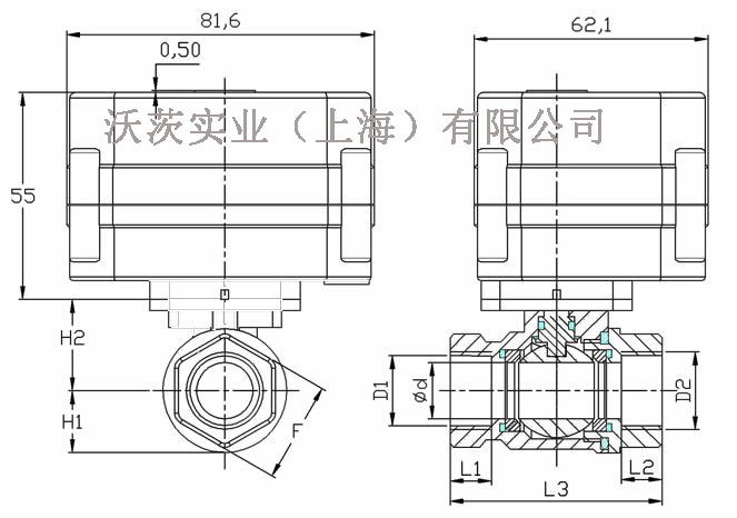沃茨微型電動閥外形圖
